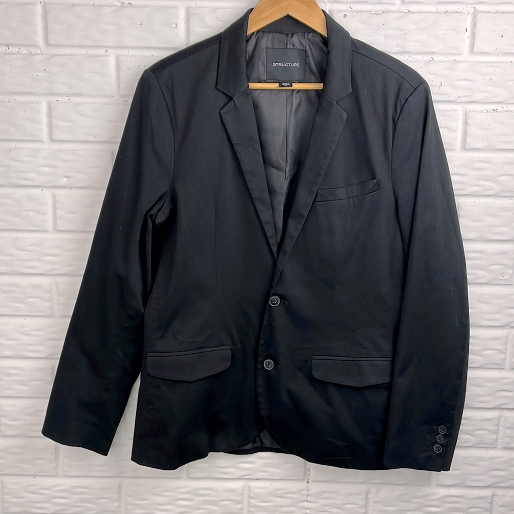 STRUCTURE BLAZER CASUAL TWO BUTTON COTTON SPANDEX LINED MENS SIZE SMALL